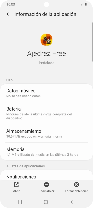 Pulsa Almacenamiento.