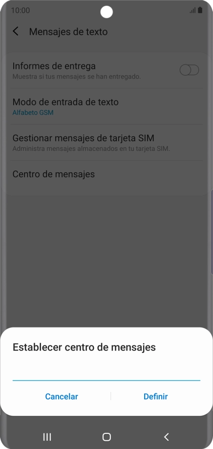 Introduce +34607003110 y pulsa Definir.