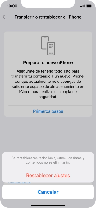 Pulsa Restablecer ajustes.