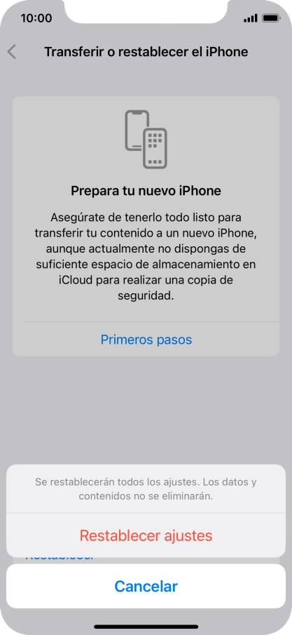 Pulsa Restablecer ajustes.