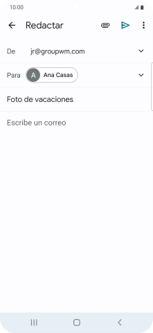 Pulsa en el campo de escritura  y escribe el texto del correo electrónico.