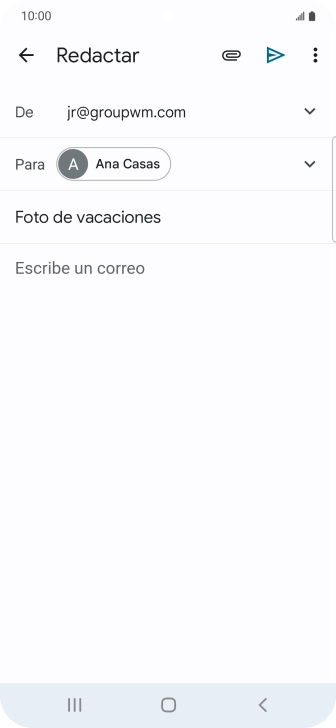 Pulsa en el campo de escritura  y escribe el texto del correo electrónico.