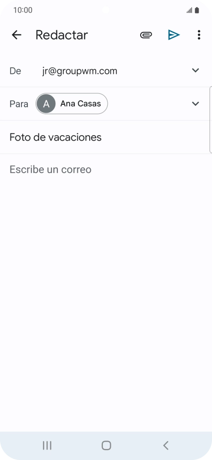 Pulsa en el campo de escritura  y escribe el texto del correo electrónico.