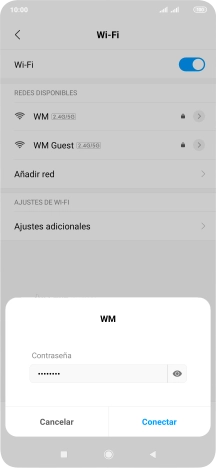 Introduce la contraseña de la red wifi y pulsa Conectar.