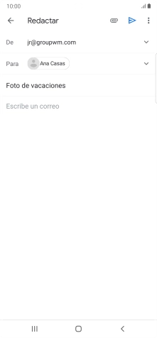 Pulsa en el campo de escritura  y escribe el texto del correo electrónico.