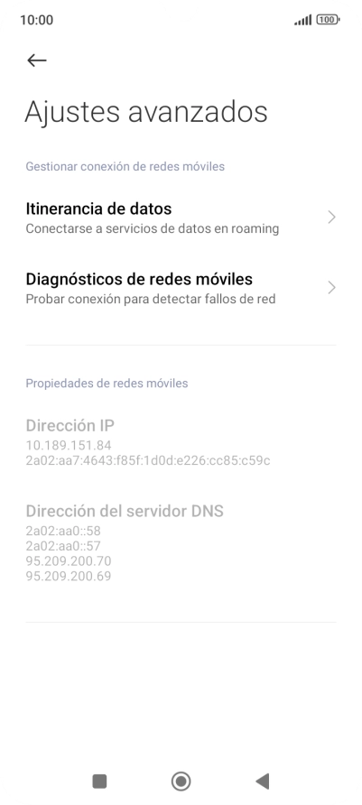 Pulsa Itinerancia de datos.