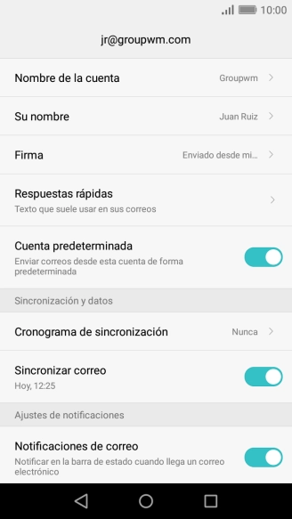 Pulsa Nombre de la cuenta e introduce el nombre de la cuenta de correo electrónico.