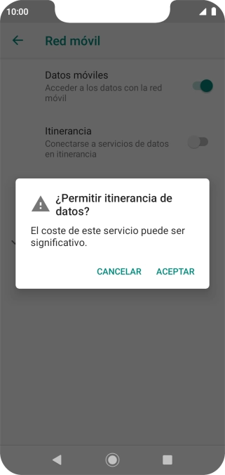 Si el roaming de datos está activado, pulsa ACEPTAR.