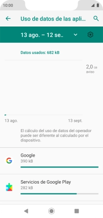 El consumo de datos por cada aplicación aparece bajo el nombre de la aplicación.