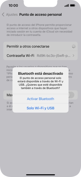 Si la función de wifi está activada, pulsa Solo Wi-Fi y USB.