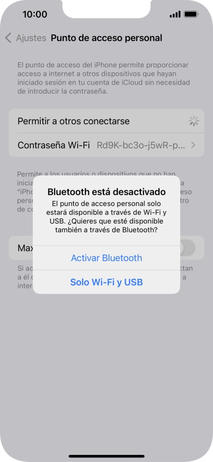 Si la función de wifi está activada, pulsa Solo Wi-Fi y USB.