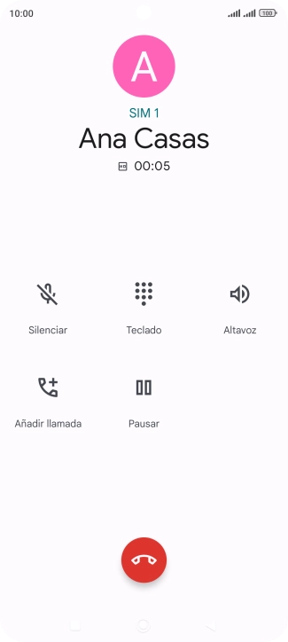 Pulsa el icono de finalizar llamada.