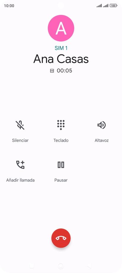Pulsa el icono de finalizar llamada.