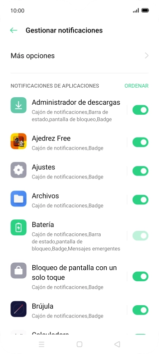 Pulsa el indicador junto a las apps deseadas para activar o desactivar la función.
