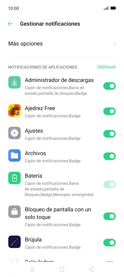 Pulsa el indicador junto a las apps deseadas para activar o desactivar la función.
