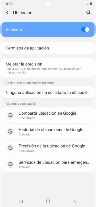 Pulsa Permisos de aplicación.