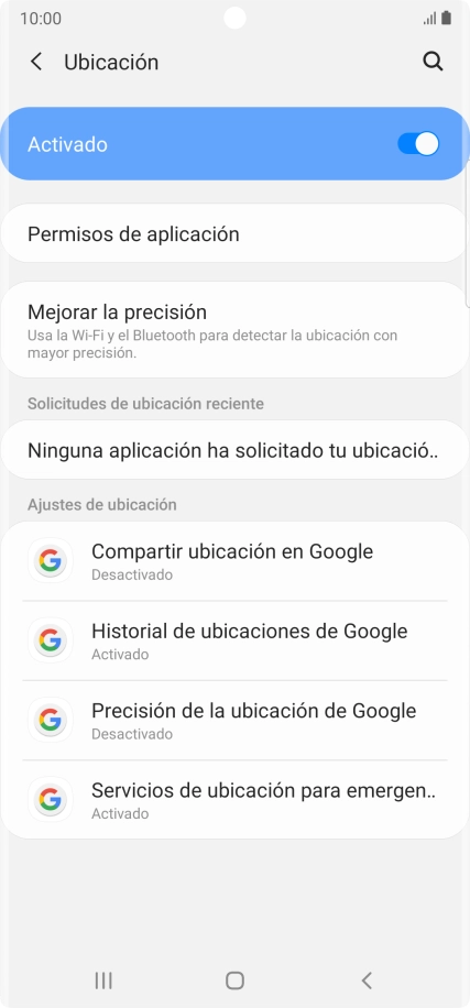 Pulsa Permisos de aplicación.