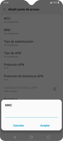 Introduce 01 y pulsa Aceptar.