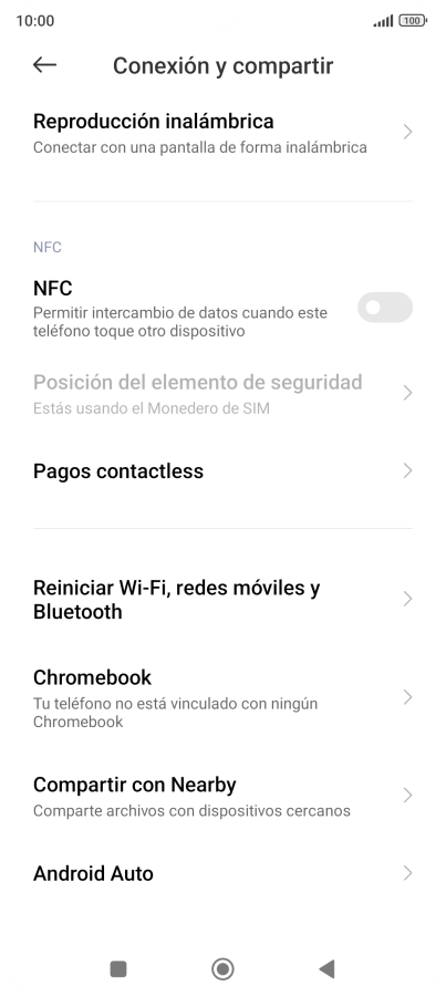 Pulsa Reiniciar Wi-Fi, redes móviles y Bluetooth.