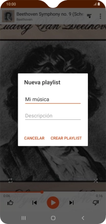 Introduce el nombre deseado de la lista de reproducción y pulsa CREAR PLAYLIST.