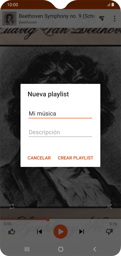 Introduce el nombre deseado de la lista de reproducción y pulsa CREAR PLAYLIST.