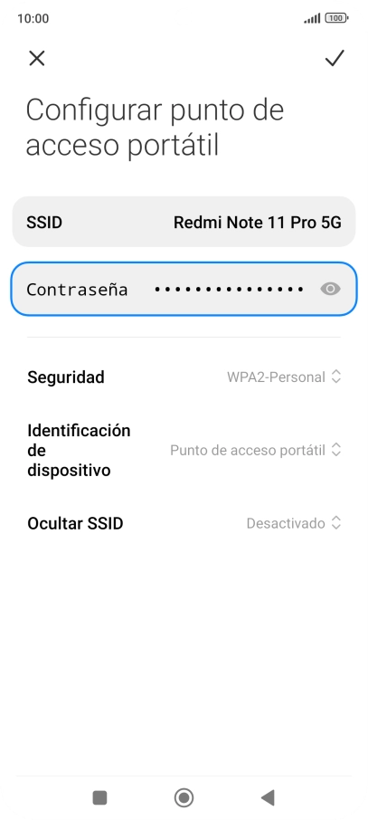 Pulsa SSID e introduce el nombre deseado de la conexión wifi