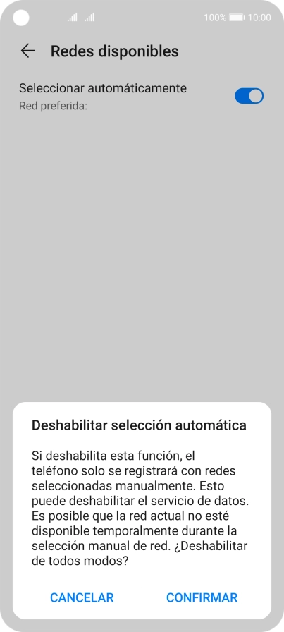Pulsa CONFIRMAR y espera mientras el teléfono está buscando redes.