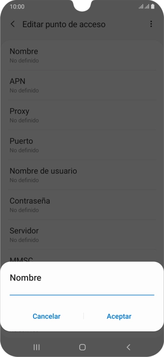 Introduce Vodafone Internet y pulsa Aceptar.