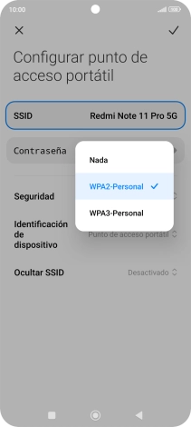 Pulsa WPA3-Personal para proteger la conexión wifi con una contraseña.
