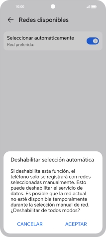 Pulsa ACEPTAR y espera mientras el teléfono está buscando redes.
