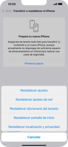 Pulsa Restablecer ajustes de red.