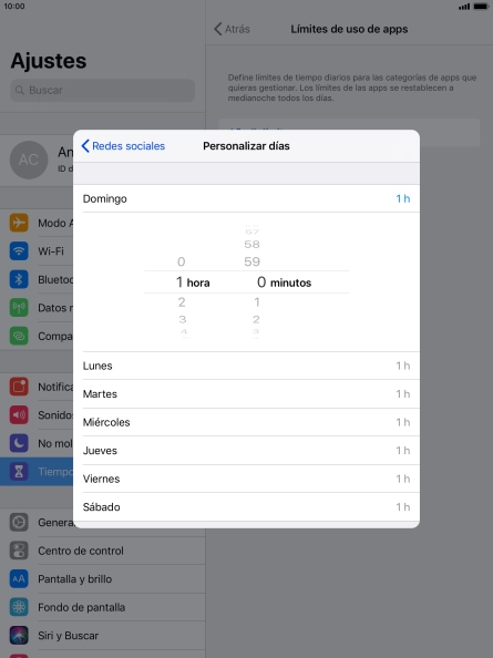 Selecciona el período de tiempo deseado.