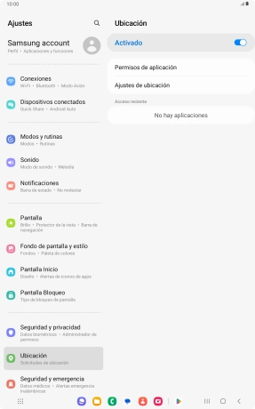 Pulsa Permisos de aplicación.