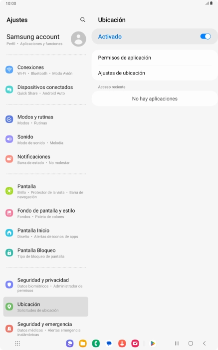 Pulsa Permisos de aplicación.