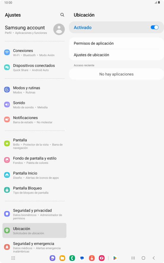 Pulsa Permisos de aplicación.