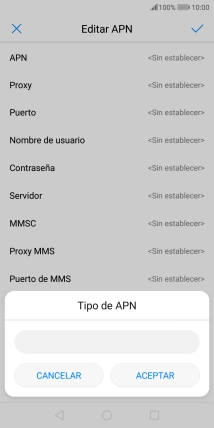 Introduce default y pulsa ACEPTAR.