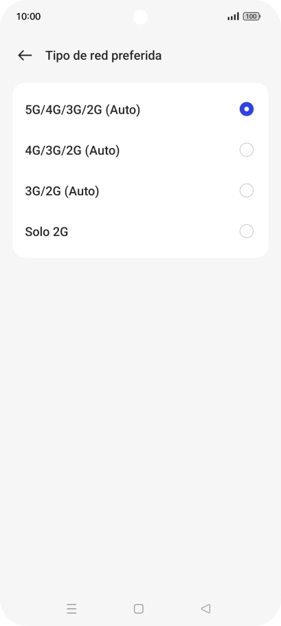 Pulsa el tipo de red deseado.