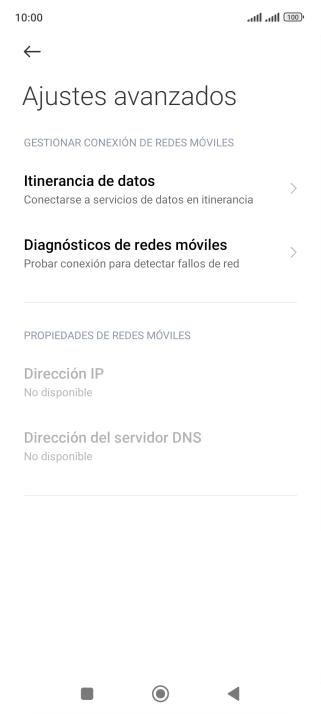 Pulsa Itinerancia de datos.