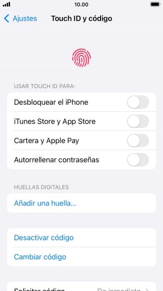Pulsa Desactivar código e introduce el código de seguridad.