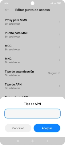 Introduce default y pulsa Aceptar.