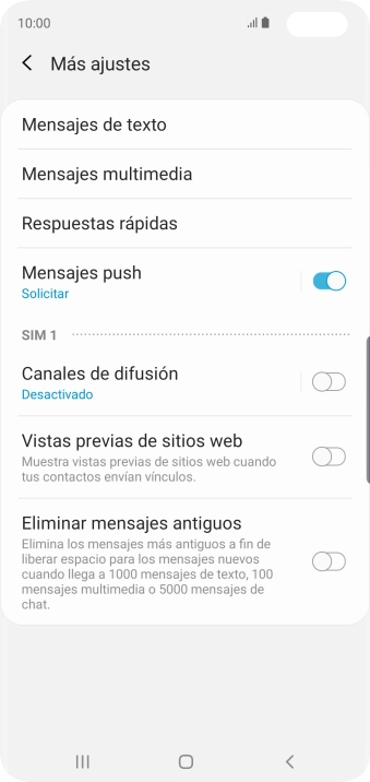 Pulsa Mensajes de texto.