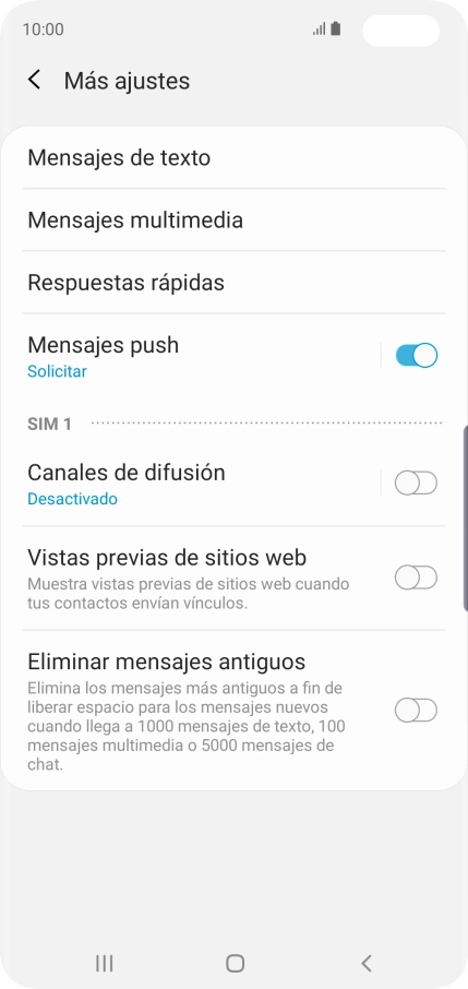 Pulsa Mensajes de texto.