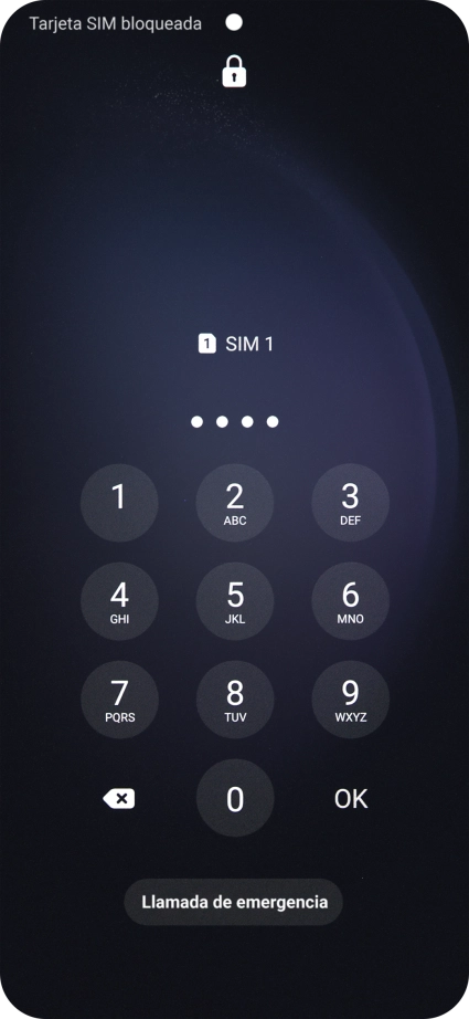 Si es necesario desbloquear la tarjeta SIM, introduce el código PIN y pulsa OK.