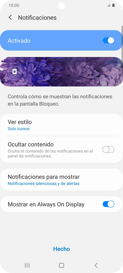 Pulsa los ajustes deseados.