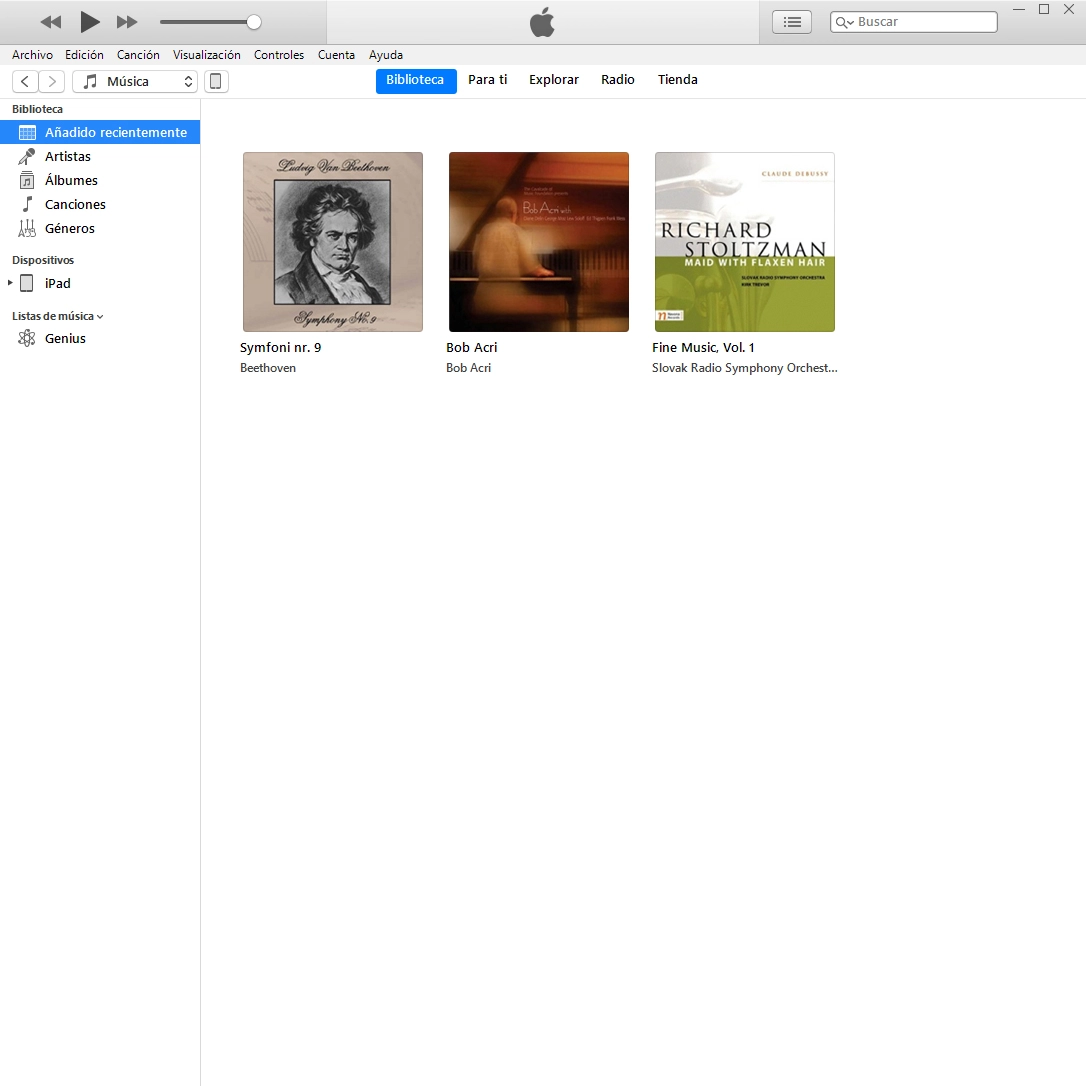 Haz clic en el icono de iPad.