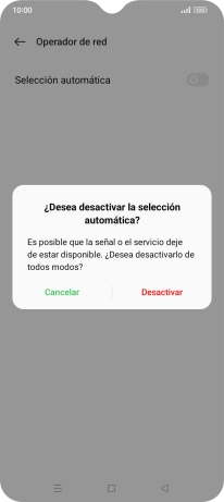 Pulsa Desactivar para desactivar la función y espera mientras el teléfono está buscando redes.