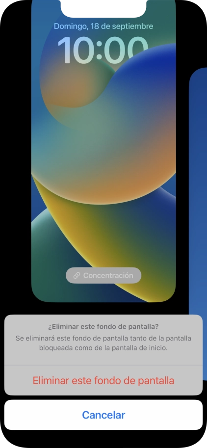 Pulsa Eliminar este fondo de pantalla.