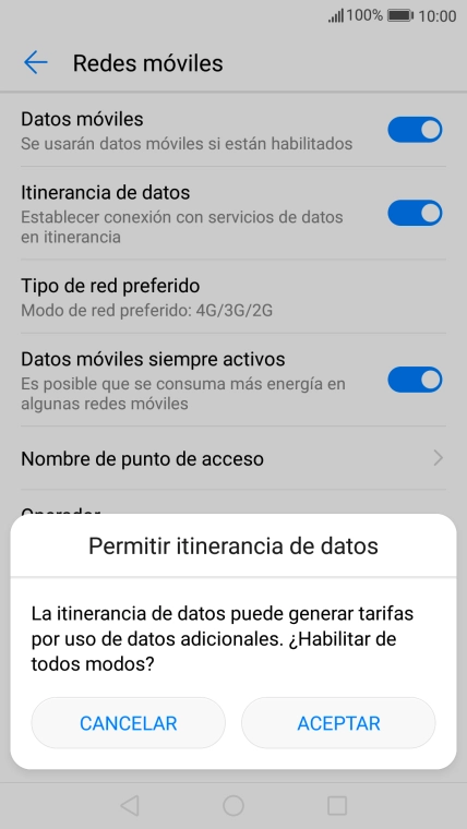 Si activas la función, pulsa ACEPTAR.