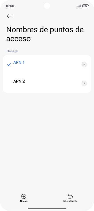 Pulsa la conexión de datos deseada para activarla.