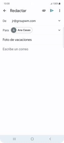 Pulsa en el campo de escritura  y escribe el texto del correo electrónico.